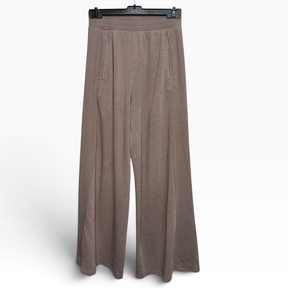 FP Movement Brown Wide Leg Ribbed Knit Lounge Pants Excellent Women's Size Small